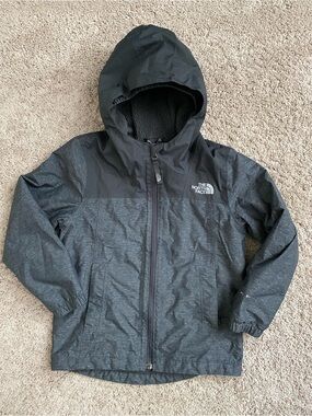 The North Face Black/Grey Kids Hooded Jacket- size xs 6